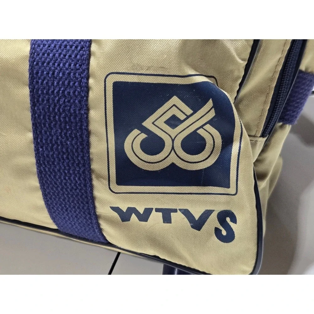 WTVS 56 PBS Detroit Tan Duffel Bag & Watch Vintage Promo TV‎ Public Media